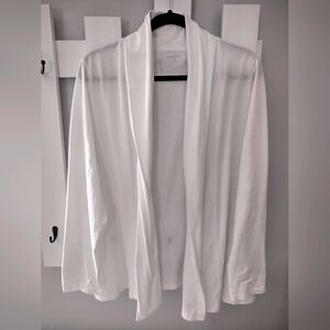 Lands' End 100% Cotton XL 18-20 Crisp White Shawl Collar Light Weight Cardigan